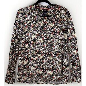 Intro Top‎ Blouse Womens XL Long Sleeve Button-Up Floral Calico Rayon Colorful